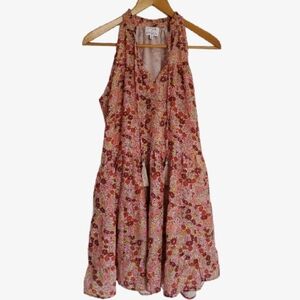 🌸🌺🌷 KOKO + MASON Nordstrom Pink Red Floral Tassel Mini Dress Sundress Tunic